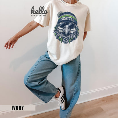 Seattle Football Sweatshirt, Seahawk Mascot Tailgate Football Shirt, Adult Youth Game Day Crewneck Sweater, Washington Fan Gift HTS042