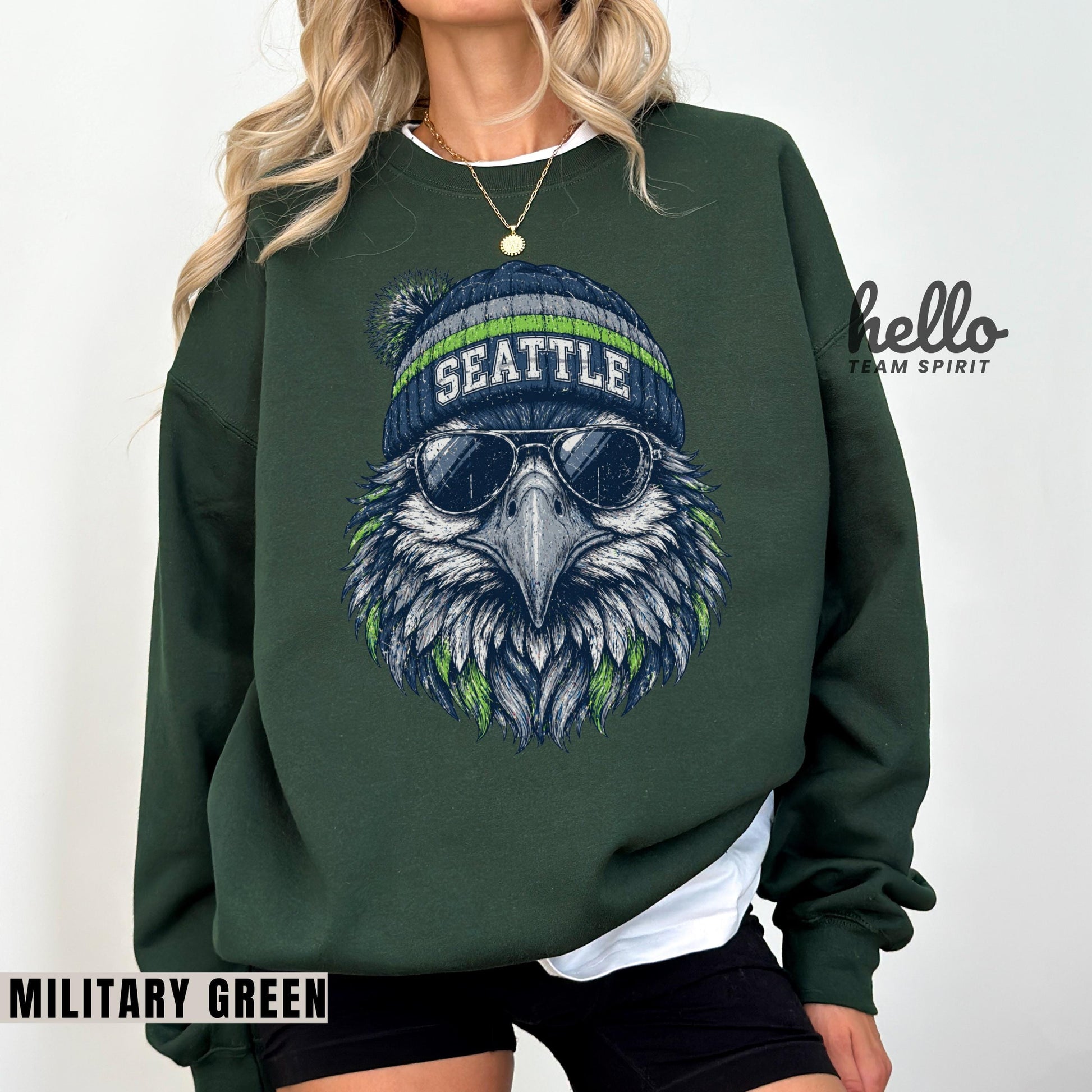 Seattle Football Sweatshirt, Seahawk Mascot Tailgate Football Shirt, Adult Youth Game Day Crewneck Sweater, Washington Fan Gift HTS042