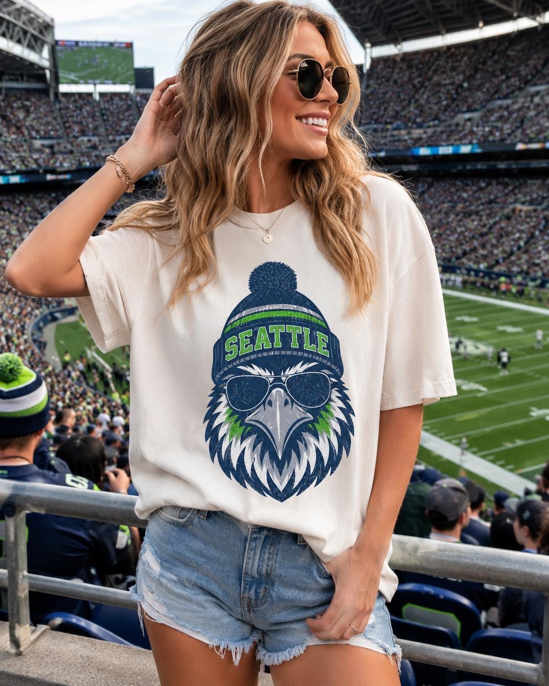 Seattle Football Distressed Sweatshirt, Retro Washington Football Shirt, Seahawk Mascot Game Day Crewneck Tee, Adult Youth Fan Gift HTS043