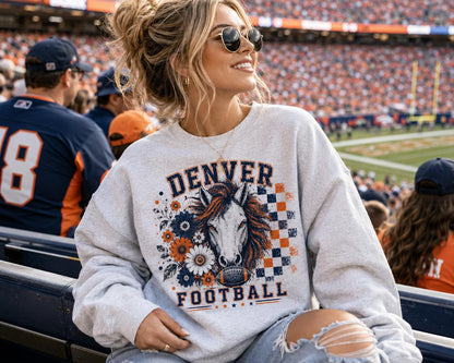 Vintage Denver Football Sweatshirt, Game Day Crewneck, Denver Fan, Denver Football T-Shirt, Sunday Football Tshirt, Bronco Shirt HTS096