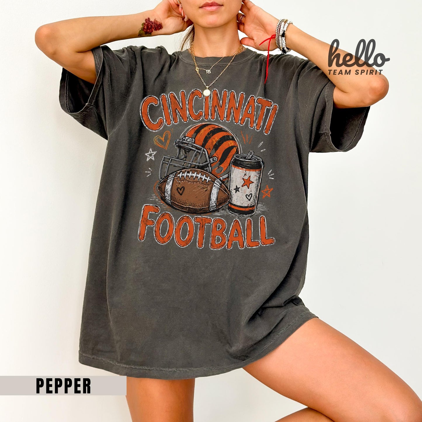 Cincinnati Football Vintage Crewneck Sweatshirt Football Tshirt, Cincy Fan Gifts, Ohio Football Shirt HTS081