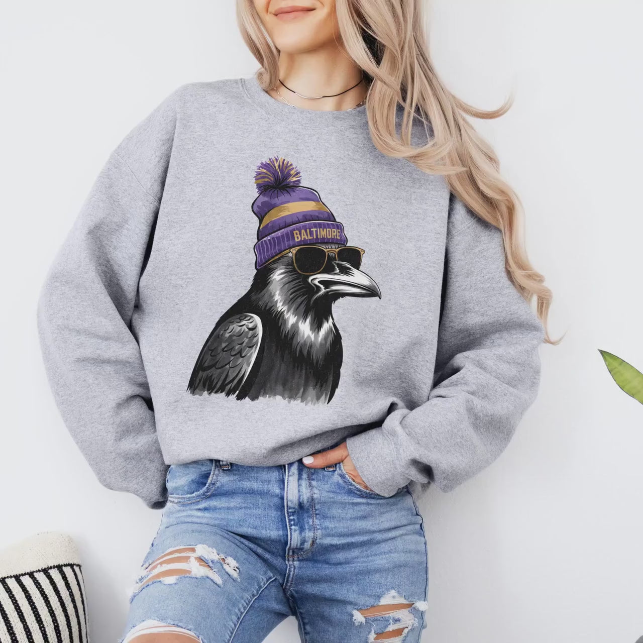 Vintage Baltimore Football Sweatshirt, Trendy Baltimore Football Fan Gifts, Baltimore Football Game Day Crewneck, Unisex Sports Sweatshirt